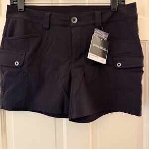 NWT Eddie Bauer Women's Horizon cargo shorts size 6 black 4" inseam